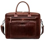 Marc Peter® Hamilton Braun Businesstasche Herren Leder 15,6 Zoll | Leder Laptoptasche | Groß Aktentasche Umhängetasche aus Vintage Rindsleder