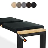Lycce Bankauflage Klemmkissen 2 Leisten, Sitzkissen Kunstleder schwarz, Banktiefe 37 cm