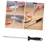 ULTECHNOVO Schärfstab Aus Kohlenstoffstahl Lang Wetzstahl Zum Schärfen Von Küchen Und Jagdmessern Einfache Handhabung Mit Ergonomischem Gummigriff Und Aufhängeöse Für Küche Haushalt Oder Rest