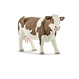 schleich FARM WORLD | Fleckvieh-Kuh 13801 | schleich Bauernhof Spielfigur | detailgetreue Tierfiguren | tolles Geschenk für Jungen und Mädchen | Bauernhof Spielzeug ab 3 Jahre | 13 x 4 x 8 cm