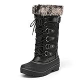 DREAM PAIRS Damen Schneestiefel Schnürung Wasserdichtes Obermaterial Kunstpelz-Futter rutschfeste Sohle SCHWARZ 40 Avalanche-E