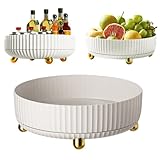 JidRMC Rotierendes Lagerregal, Gewürzregal Küchen 360° Drehteller Organizer, Drehbar Organizer Kühlschrank, Gewürzkarussell Drehbares, Küchen Organizer für Küche Speisekammer Schrank Dresser (Weiss)