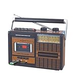 Lychee Tragbarer Retro-Kassettenspieler mit AM/FM/SW1-2-Quad-Radio, eingebautem Lautsprecher, 3,5-mm-Kopfhörerbuchse, SD/USB-Eingang unterstützt