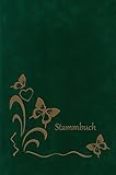 Stammbuch Theo, dunkelgrün, Velours, Prägung Schmetterlinge in Gold, Stammbuchformat