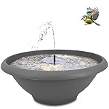 matches21 HOME & HOBBY XXL Solarbrunnen Set für draußen - große 60 cm Schale grau als Garten-Brunnen Spring-Brunnen
