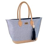 Lois - Korbtaschen Damen, Strohtaschen Damen, Strandtasche Stroh, Korbtasche Geflochten, Strandtasche Geflochten - Stilvoller Begleiter für den Sommer, Blau