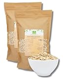 Natürliche Haferflocken von der Grüne Essenz Haferflocken Großblatt ohne Zusatzstoffe Kernig ideal für Müsli und Porridge für Hafermilch Haferbreie - zuckerfreie Haferflocken Großpackung (2 Kg)