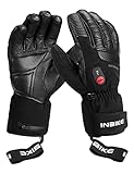 INBIKE Beheizbare Handschuhe Damen Herren Kinder Motorrad Skihandschuhe Ski Winter Beheizte Hnadschuhe mit Heizung Thermo Schwarz L