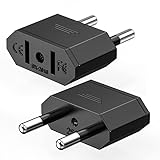 US to EU Adapter, Reisestecker auf EU, 2 Pin Ancable Deutschland Europ Amerika Kanada Mexiko Spanien Ägypten Stecker Konverte für Geräte mit USA-Netzteil (Schwarz-2 Stück)