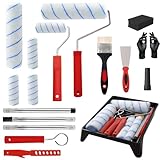 Farbroller, Nylon Farbroller, 9'Farbroller-Set mit 4' Farbroller, mit Gummigriff Pinsel Farbwalze, Walzenbürste Rollerpinsel für Anstricharbeiten und Renovierung, verwendet für Öl- und Wasserfarben
