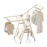ZIHQRgE Wäscheständer für Wohnung, Balkon Garten Klappbarer Flügelwäschetrockner mit 2 Flügeln Platzsparend Stabil und Robust(Beige,63inD x 18.5inW x 35.8inH)
