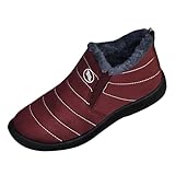 Generisch damen schuhe wasserdicht Winterschuhe Damen Gefüttert Boots Winter Warme Knöchelstiefel Schneeboots Wasserdicht Stiefeletten Winterstiefel Bequem Outdoor winter halbschuhe gefüttert Rot 37