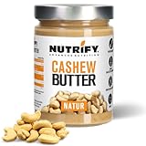 NUTRIFY Cashewmus 500g, 100% Naturbelassene Proteinquelle, Ohne Zuckerzusatz, Glutenfrei, Vegan, Pur Cashewbutter, Premium Nussmus Für Smoothies, Backen und Brotaufstrich - Made in Germany