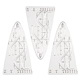 Parabelschablone Mathe, 3 Stück Kurvenschablone, Parabel Zeichenschablone, Normalparabel Schablone, Schablone Einheitsparabel, Parabel Lineal, für Studenten Büro Designer Malerei