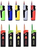 Vani Sturmfeuerzeuge Turbo Jetflame Nachfüllbar Elektronik Feuerzeuge Flameless Lighter (10) + gratis 1 x Feuerzeug, Modern, Mehrfarbig