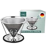 mfa® Wiederverwendbarer Edelstahl Kaffeefilter, ideal für Filterkaffee, Chemex, Pour Over und Cold Brew Coffee, Dauerkaffeefilter aus Metall, Kaffee Dripper Permanent für 4 Tassen