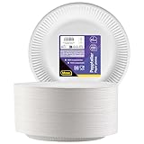 Idena 50160 - Partyteller Weiß, 200 Stück, ⌀ 23 cm, FSC Zertifiziert, 100% kompostierbarer Pappteller, für Partys, Grillen und Picknick