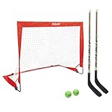 GoSports Unisex, Teenager Set-01 GoSports Hockey Street Set inkl Pop Up Tor und 2 Hockeyschl gern mit Hockey Street B llen, rot, rot EU