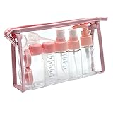 11-teiliges Reiseflaschen-Set, Kulturflaschen-Set in Reisegröße, Rosa, transparent, separates Flaschenset Portable Tasche (Pink, One Size)