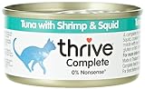 thrive Katze Complete - 100% Katzenvollnahrung Tunfisch, Shrimps & Kalamari (12-er Pack)