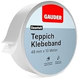 GAUDER Teppichklebeband (10 m) | Klebeband für Bodenbeläge, Treppenstufen und mehr | Teppichband doppelseitig für Renovierungsarbeiten