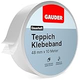 GAUDER Teppichklebeband (10 m) | Klebeband für Bodenbeläge, Treppenstufen und mehr | Teppichband doppelseitig für Renovierungsarbeiten