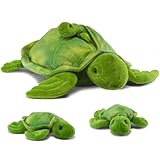 Prextex Plüsch-Schildkröte mit 3 kleinen Plüsch-Baby-Schildkröten Reißverschluss Kuschelschildkröte Sammlung Plüschtiere Spieleset