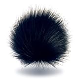 Wohnkult 15-17 cm Kunstfell Bommel Pelzbommel Fellbommel Pompon mit Faden für Mützen Anhänger Dekoration | 16 Farben (Metall-Schwarz)