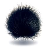 Wohnkult 15-17 cm Kunstfell Bommel Pelzbommel Fellbommel Pompon mit Faden für Mützen Anhänger Dekoration | 16 Farben (Metall-Schwarz)