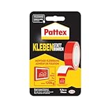 Pattex Kleben statt Bohren Klebeband, extra starkes doppelseitiges Klebeband, Doppelklebeband für Montagearbeiten innen & außen, Wandbefestigung ohne Bohren, 19mm x 1,5m