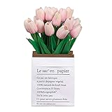 VaryFloral 20 Stück Tulpen Künstlich mit Papiersack Blumenstrauß Künstlich Farbig Kunstblumen Einzelner Stiel Kunst Blumen Realistisch Deko Blumen Künstlich für Schlafzimmer Blumenarrangement Büro