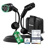 GONEO Typ 2 Ladekabel 11kW 5M 16A Ladekabel Elektroauto Typ 2 3 Phasig für E Auto EV/PHEV Typ 2 auf Typ 2 Mode 3 Ladekabel mit Tasche Geeignet für Model S/3/X/Y e-Golf ID.3 i3/i8