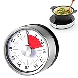 Kurzzeitmesser Küchentimer,Kurzzeitwecker Mechanisch Aus Edelstahl,Mechanischer Und Magnetischer Timer Zum Aufdrehen,Timer Ohne Batterie,Für Küche,Büro,Klassenzimmer,Lauter Alarm,Einfach Ablesbar