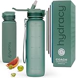 Hydracy Trinkflasche mit Strohhalm und Zeitmarkierung - 1L Wasserflasche - BPA-freie Trinkflasche - Auslaufsichere Sportflasche - Kondensationsfrei für Sport und Outdoor