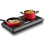 Kochplatte,CUSIMAX 3500W Infrarot Doppelkochplatte,Edelstahl kochplatten 2er elektrisch mit LED Display,Timer,Touch-Steuerung,Kindersicherung,Schwarz Glaskeramik Kochplatte Burner