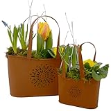 UNUS Edelrost Handtaschen 2er Set, Gartendeko mit Rost-Optik, Rost Deko aus Metall für Garten, Terrasse, Balkon, Blumentopf, wetterfest und langlebig