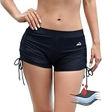 shaperisfree Perioden-Badehose, Perioden-Boyshort zum Schwimmen, schnelltrocknend, LSF 50+, Menstruationsbadeshorts für Damen, Schwarze Boyshorts, Medium