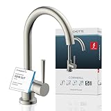 SCHÜTTE 79129 CORNWALL Küchenarmatur Niederdruck, Spültischarmatur mit hohem Auslauf, Einhebelmischer, energiesparend, 360 ° schwenkbar, Wasserhahn Küche, Armatur Spüle, Edelstahl