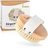 lampox® Runde Körperbürste, Trockenbürste rund, Peelingbürste, Massagebürste, Peeling körper, Bürste zum Entfernen abgestorbener Haut, verbessert Lymphfunktionen