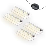 kalb | LED Glaskantenbeleuchtung Ambilux Clip transparent 3000K 5000K 1-10 Sets für Glasböden 4-10mm Fußschalter Glasbodenbeleuchtung erweiterbar um Dimmer/Controller Plug & Play (warmweiß, 4er Set)