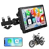 Motorrad Wireless Carplay Autoradio mit Bildschirm, 7 Zoll Tragbarer Motorräder navigationsgeräte Auto Play Display mit GPS, Wasserdichter Touchscreen, Dual Bluetooth, Navigation, Siri