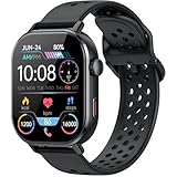 GPS Smartwatch Herren Damen, 2.06'' AMOLED Smart Watch, Fitnessuhr SOS Herzfrequenz Schlafmonitor Schrittzähler Uhr, Bluetooth Anruf, 178+Sportmodi Sportuhr 5ATM Wasserdichte Kompass Luftdruck Schwarz