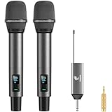 TONOR Mikrofon Kabellos, Wiederaufladbares Funkmikrofon Set, Metall, UHF, 2x20 Einstellbare Wireless Microphone für Kirche, Party, Hochzei, Hochzeit mit Einstellbarer Lautstärke, 80m, TW520