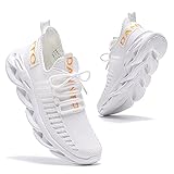 DANNTO Laufschuhe Herren Turnschuhe Damen Sneaker Leichte Atmungsaktiv rutschfeste Sportschuhe Gym Fitness Outdoor Schuhe Fashion Straßenlaufschuhe Weiß 42