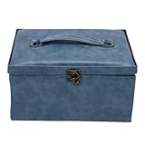 Tnfeeon Nähkorb, Nähkörbe mit Herausnehmbarem Tablett, 23,9 X 17,5 X 12,2 Cm, Doppellagiger Organizer für Nähzubehör, Bastelwerkzeuge, Nähkorb, Tragbare Aufbewahrungsbox aus Leder