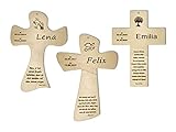 STREIFHOLZ Personalisiertes Taufkreuz mit Taufspruch, individuelles Kreuz aus Holz für Patenkind, zur Geburt und Taufe, Geschenk für Jungen und Mädchen