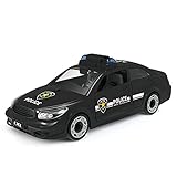 LIHAO Polizeiauto Montage mit Licht & Sound Polizeiwagen Kinder inkl. Batterie Spielzeugauto zum Zusammenbauen Polizei-Streifenwagen Modellauto Schwarz Geschenk Junge