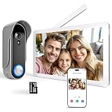 SIMBAILAI 8 Zoll WLAN Kabellose Video Türsprechanlage, Ultradünner Körper, 1080p Touchscreen, Unterstützung für TUYA-APP, PIR Bewegungserkennung,160° Weitwinkel-Kamera, IP65, Speichervideo