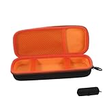 LOLIPPYY Eva Mikrofon Tragetasche für Organizer für Zwei Kabellose Mikrofone wasserdichte Hartschalen Aufbewahrung für Outdoor Schwarz mit Orangefarbenem Innenfutter