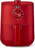 BELLA 3 L Manuelle Heißluftfritteuse, ölfreies Frittieren, Spülmaschinenfeste Antihaft-Pfanne und Frittiergestell für Einfache Reinigung, Matte Rot